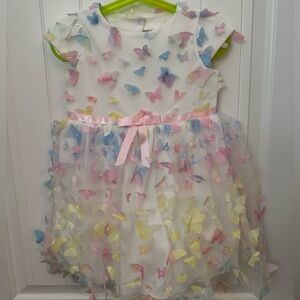 Butterfly Embellished Dress with Pink Bow NWT 3T girls dress lots of love C